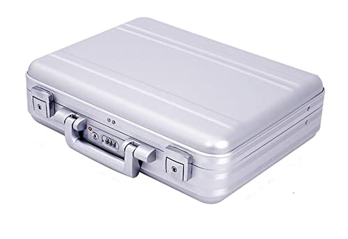 Urecimy Metal Combination TSA Lock Briefcase Aluminum Brief Case Metal Toolbox Cash Case 15.6 Inch Notebook Briefcase with Removable Foam (Silver 18.1X13.8X4.5 Inch)