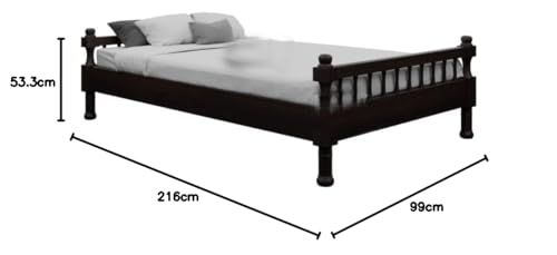 Image of Solid Sheesham Wood Single Bed Cot Without Storage | Single Size Bed for Bedroom | Multipurpose Use Bed- (Walnut) (216x99x53cm) (Recommend Mattress size-78x36 inch)