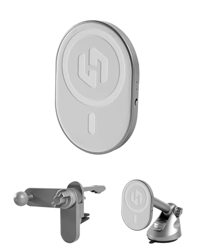 HexaCharge 3-in-1 Wireless Carplay Adapter 2024 & Magnetic Wireless Charging for iPhone and Android, Convert Wired to Wireless CarPlay and MagSafe Charging