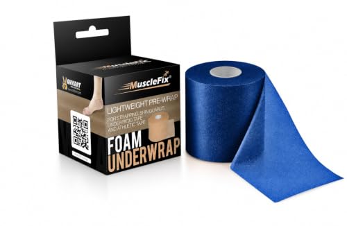 Image of Underwrap Pre Wrap Foam for Use Under Rigid Tape | Soft Base Layer for Ankle, Knee, Wrist & Hand Support | Comfortable, Sweat-Resistant, Easy to Tear 20 mtr (Blue | 6 cm)