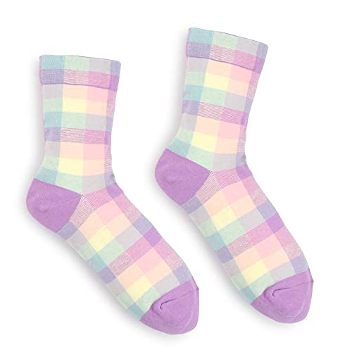 Intype Warm Plaid check socks (Crew 5Pairs) KD 154