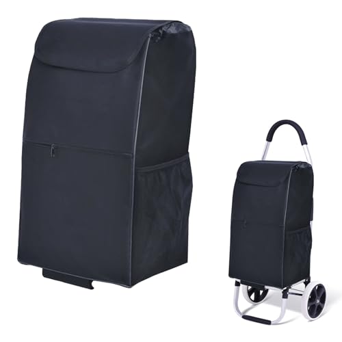 Bolsa para Carro De Compras, Bolsa De Repuesto para Carro De Compras Bolsas Plegable De Tela Oxford Impermeable 55x34x24 Cm Negro