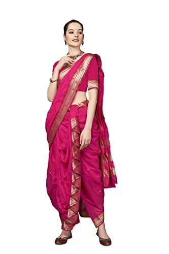Aradhana Fashion Women's Engrossing Readymade Cotton Nauvari Sare...