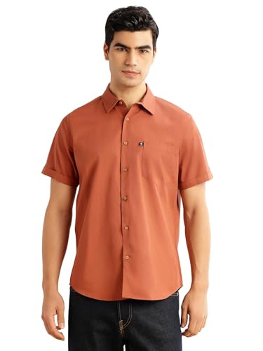 Image of Thomas Scott Men's Premium Slim Fit Casual Shirt | 100% Cotton Twill | Short Sleeves | Spread Collar | Solid Smart Casual Shirt for Men