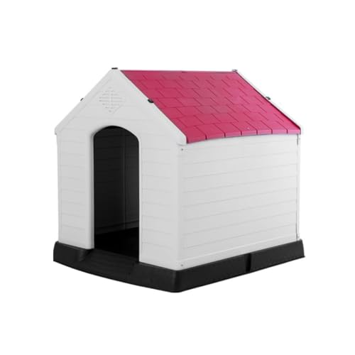 Fiozwea 犬用コテージ 屋外ケージ 犬小屋 犬小屋 小型犬・中型犬用 プラスチック製 ペットハウス シェルタワー 犬用 防雨素材 清潔 洗濯可能 耐腐食性 錆びない 高床 全天候型 通気性 防風・日焼け防止 清潔 組み立て簡単 家庭のバルコニーやパテ