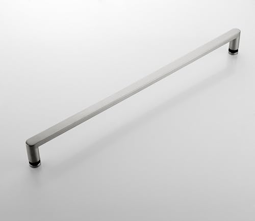 FEKEWIO Glass Shower Door Handle 600mm/24 inches Round Corner Single Side Towel Bar 304 Stainless Steel for 1/4" to 1/2" Thickness Glass - Brushed Nickel