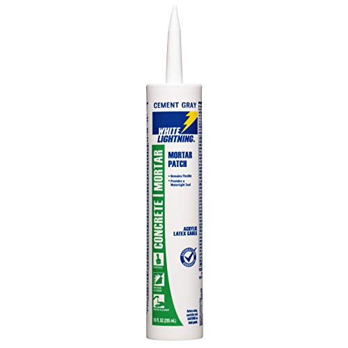 White Lightning W42004010 Mortar Patch Latex Caulk, Cement Gray, 10 fl. oz.