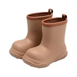 Generisch Unisex Gummistiefel Kinder Rutschfest Regenstiefel Mädchen und Jungen Schnürzug Kontrast Regenschuhe Leichte Gummistiefel Bequeme Wasserdichte Stiefel Gummischuhe (Khaki, 25.5 Toddler)