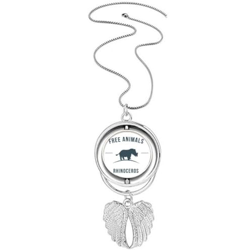 Collier rhinocéros bleu ailes d'ange cadeau d'anniversaire original