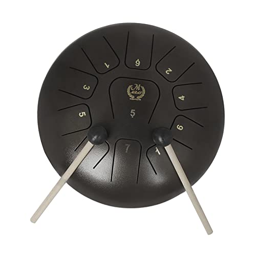 kiramise Tambor de mano de 12 pulgadas de 11 manos de acero inoxidable Herramienta de percusión con baquetas para tambor Carry Bags Note Sticks Cover