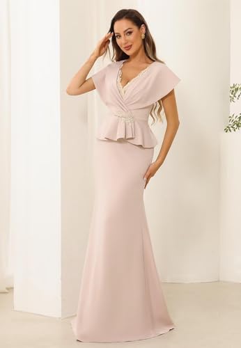 Mermaid Mother of The Groom Dresses for Women Classy Formal Dress for Wedding Guest with Cap Sleeves NA553