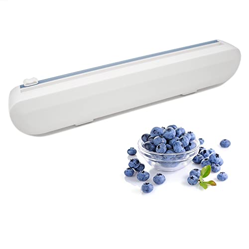 Foil and Plastic Wrap Organizer, Plastic Wrap Dispenser with Cutter, Refillable Aluminum Foil Organization and Storage, Double Elastic Buckle Adjustable, Tin Foil and Cling Film Cutter (No tin foil )