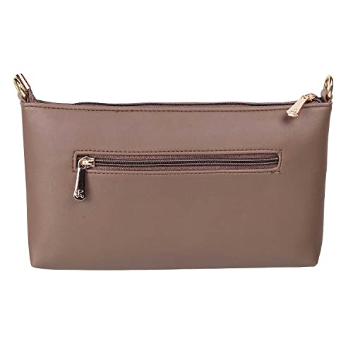 Image of Mochi Light Brown Faux Leather Premium Zipper Casual Sling Bag For Women (66-7254)