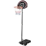 Dripex Professional Basketball Hoop Height Adjustable Portable Outdoor Free standing Basketball Stand Net Set System 1.6M-2.1M with Wheels (Black)