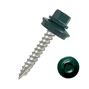 Metal Roofing Screws (500) 10 Painted Hex Head Screw with EDPM Washer. Self Starting Metal to Wood Siding Screws. Free Magnetic Driver with Order! (1.5 Inch, Forest Green)