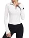 IECCP Womens Workout Tops Long Sleeve Golf Shirt Quarter Half Zip Pullover Athletic Slim Fit Yoga Gym Tops Outdoor Clothing (White,M)