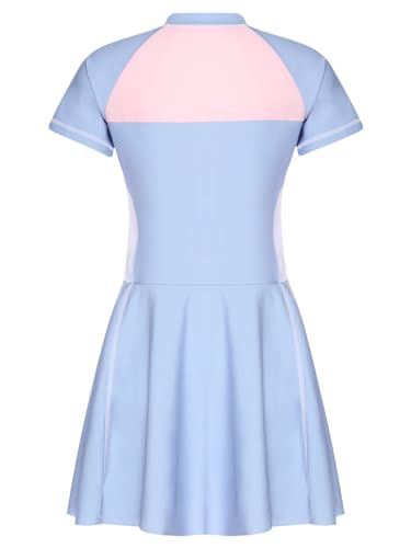 Kids Short Sleeve Swim Dress Girls One-Piece Rash Guard UV Protection Sunsuit Bathing Suit3