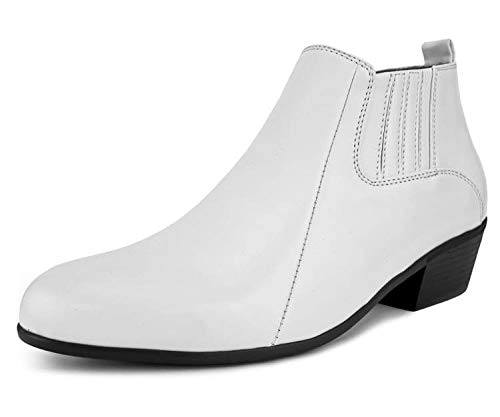 Cuban Heel 2 Inch High White Men's Slip 