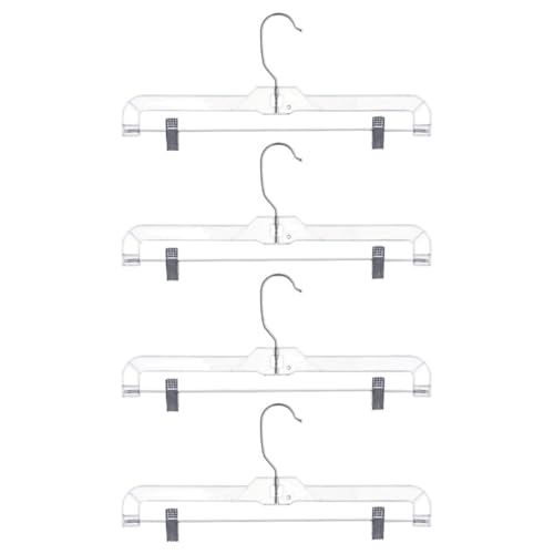 COOLHIYA 4 Perchas para Pantalones con Clip Ajustable de Plástico y Hierro, Organizador para Ropa Hogar con Diseño Telescópico y Ahorro de Espacio