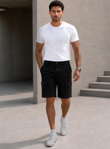 Image of Men's 100% Cotton Rich Straight Fit Solid Shorts with Side Pockets | Casual Summer Half Pants with 6 Pockets | Comfortable Mid-Rise Cotton Shorts