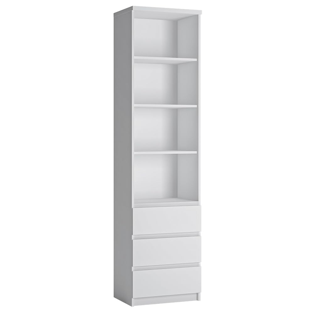 Lomadox Jugendzimmer Schrank Set 4-teilig mit Eckkleiderschrank, Highboard und 2 Regalschränke in weiß