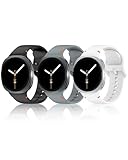 3 Pack Bands Compatible with Samsung Galaxy Watch 8 Band, Soft Silicone Sport Replacement Strap for Galaxy Watch 8 Band Women Men (Black+Space gray+White)