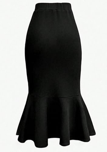 GORIFE Womens Stretch Office Fishtail Skirts Pencil High Waist Skirt Below Knee Fitted Skirt2