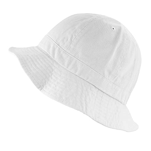The Hat Depot 100% Cotton Long Brim and Deeper & Tennis Packable Summer Fashion Bucket Hat (S/M, 0. Tennis - White)