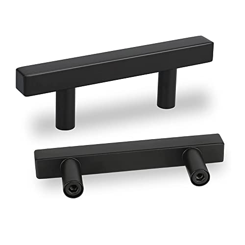 Lot de 15 goldenwarm Poignee de Meuble Cuisine Noir Poignée Cuisine Noire -LSJ22BK64 Poignée Porte Cuisine Noire Poignee Placard Cuisine Noire en Acier Inoxydable Entraxe 64mm Cover