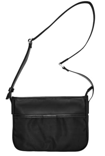 [アニアリ] Shoulder ショルダーバッグ Nylon Leather コーデュラツイル レザー ナイロン 本革 切替 メンズ レディース 70-03001 Black ブラック