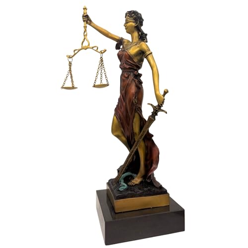 Figura de Lady Justice en Bronce y Base de Mármol 12" miniatura 3