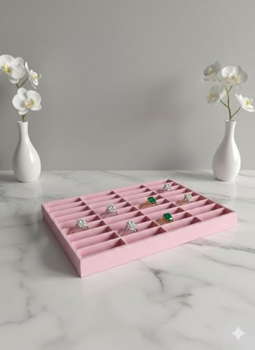 Image of Velvet Jewellery Drawer Organizer Stackable Tray (Pink, 40 Bangles)