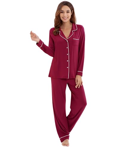 Image of WiWi Viscose from Bamboo Women's Pajamas Set Super Soft Button Down Top and Pants Sleepwear Cooling Pjs S-3X