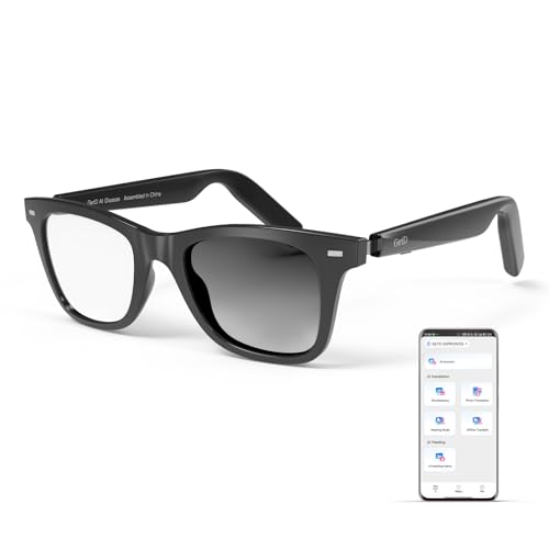 GetD Lunettes AI Bluetooth pour Hommes et Femmes, Lunettes Audio Intelligentes et Écouteurs à Oreilles Ouvertes et Assistant AI avec Traduction AI, Traduction en Temps réel AI avec 147 Langues