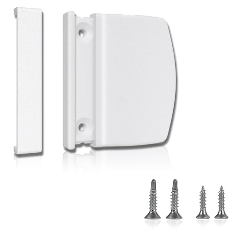 KeZaara 1 Set Balkontürgriff Außen Weiß, Terrassentür Griff, für Balkontüren, Gartentüren und Terrassentüren, Vielseitiger Kunststoff Türgriff mit Schrauben (Verdeckt)