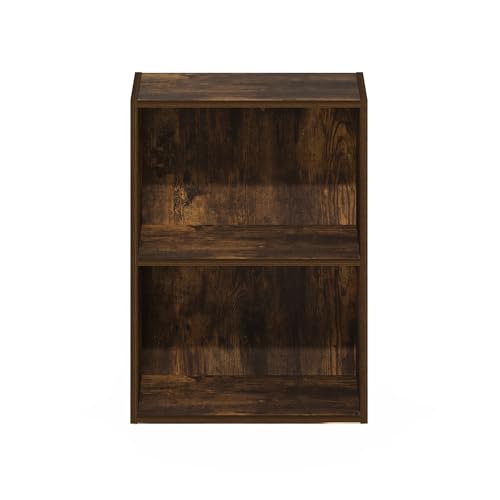 Image of Furinno LUDER Book Shelf, 2-Tier Modern Bookshelf, Open Shelves Bookcase, 9 inch x 16 inch x 21 inch, for Living Room, Bedroom, Home Office, Amber Pine