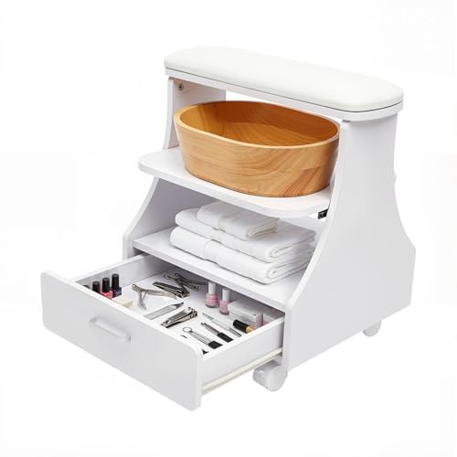 Carro para Spa de Pies con Ruedas y Reposapiés Blanco miniatura 1