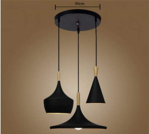 SMUER Lámpara de Techo Colgante, Tres lámparas Blancas en Restaurante Restaurante cafetería Personalidad Creativa Barra de Bar Lounge Bar,Black