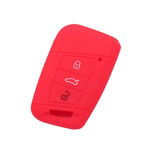 BROVACS Silicone Cover Protector Case Holder Skin Jacket Compatible with VOLKSWAGEN Passat B8 Magotan SKODA Superb A7 3 Button Smart Remote Key Fob CV9807 Red