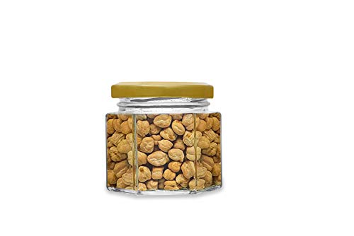 Image of CROCO JAR Hexagon Glass Jar Set of 8 (100 ml) | Airtight Gold Lid Mini Glass Storage Jars for Spices Mouth Freshener & Condiments