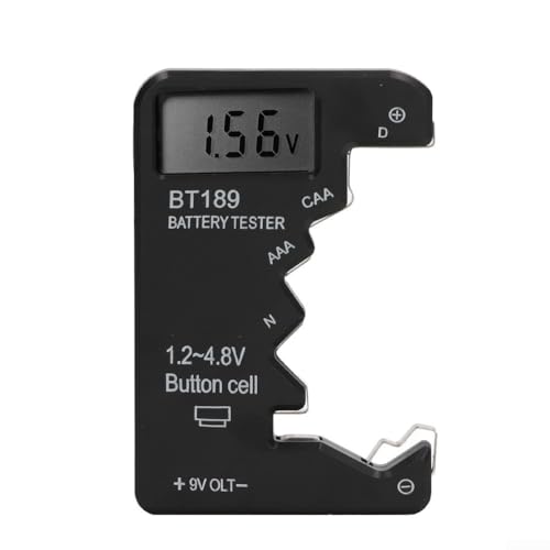 Tester per batteria LCD, display digitale portatile, rilevatore di capacità di tensione di potenza per pile a bottone AA AAA 9 V (nero)
