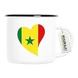 Huuraa Emaille Tasse Senegal Flagge Herz 300ml Vintage Campingbecher Geschenkidee