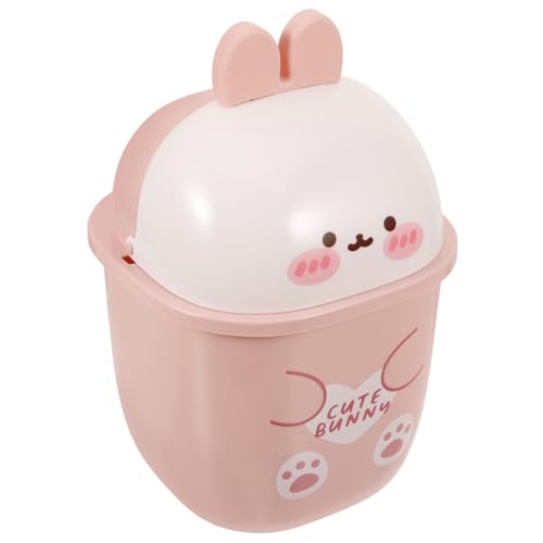 JECOMPRIS Poubelle de Bureau Mini avec Couvercle Lapin Mignon Décoration Kawaii pour Chambre et Bureau Corbeille Compacte Anti-odeurs pour Déchets