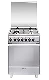 Glem U664MI Freistehender Gasherd A Edelstahl Backofen und Herd – Öfen und Herde (Herd, Edelstahl, drehbar, vorne, Gasherd, links)