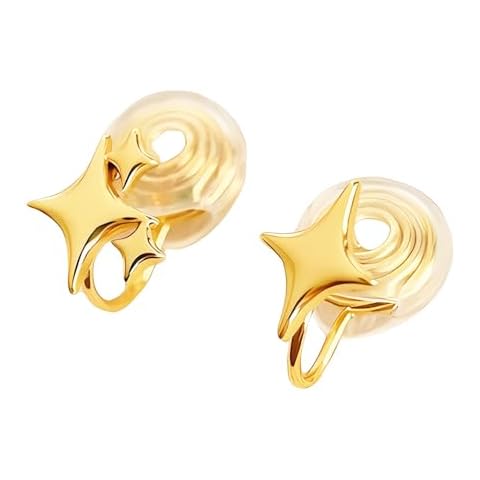 Airgei 14K Gold Plated Star Cuff Earrings Hypoallergenic Gold Star Ear Clip, Star Cuff Earrings Copper Alloy Thickened with Real Gold Plating No Piercing Clip On Earrings for Women Cover