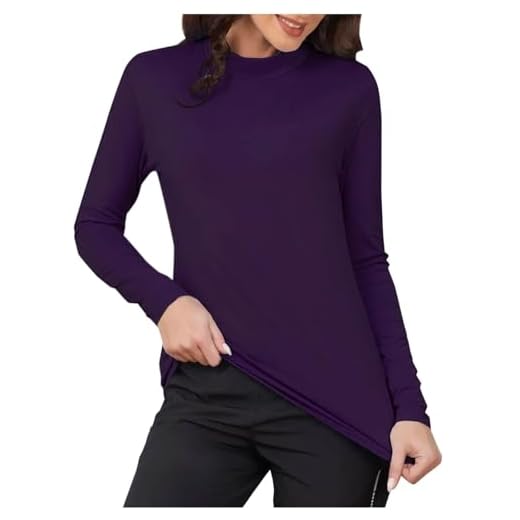 Full Length Long Sleeve Top Womens Thermal Tops Solid Color Casual Elastic Undershirt Warm Top Long Sleeve Turtleneck Blouse Thermal Underwear Set t shirts for women UK plus size backless gym