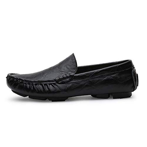Men's Premium Genuine Leather Casual Slip on Loafers Breathable Driving Shoes Fashion Slipper(Black,10 M US)2