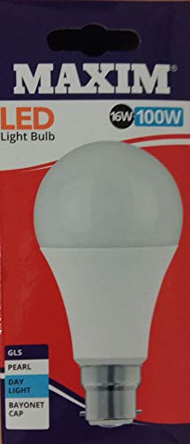 1 x Maxim LED GLS Bayonet Cap (BC) Bulbs, B22, 16 W, Daylight White