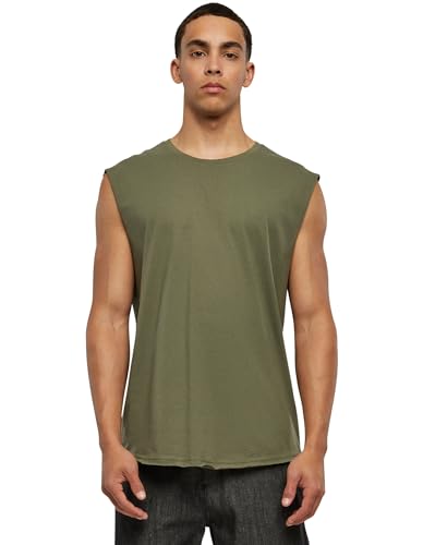 URBAN CLASSICS Camiseta Tirantes Hombre en Algodón, Camiseta sin Mangas Verano, Camiseta Interior, Tank Top Color: verde olivaTalla: M