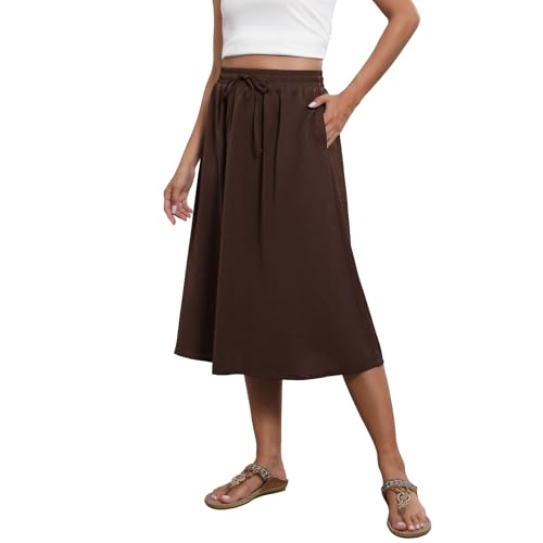 Image of Witsmile Flowy Skirt Elastic High Waist A-Line Skirt with Pockets Bohemia Cover-up for Women 2026 Trendy(S-2XL)
